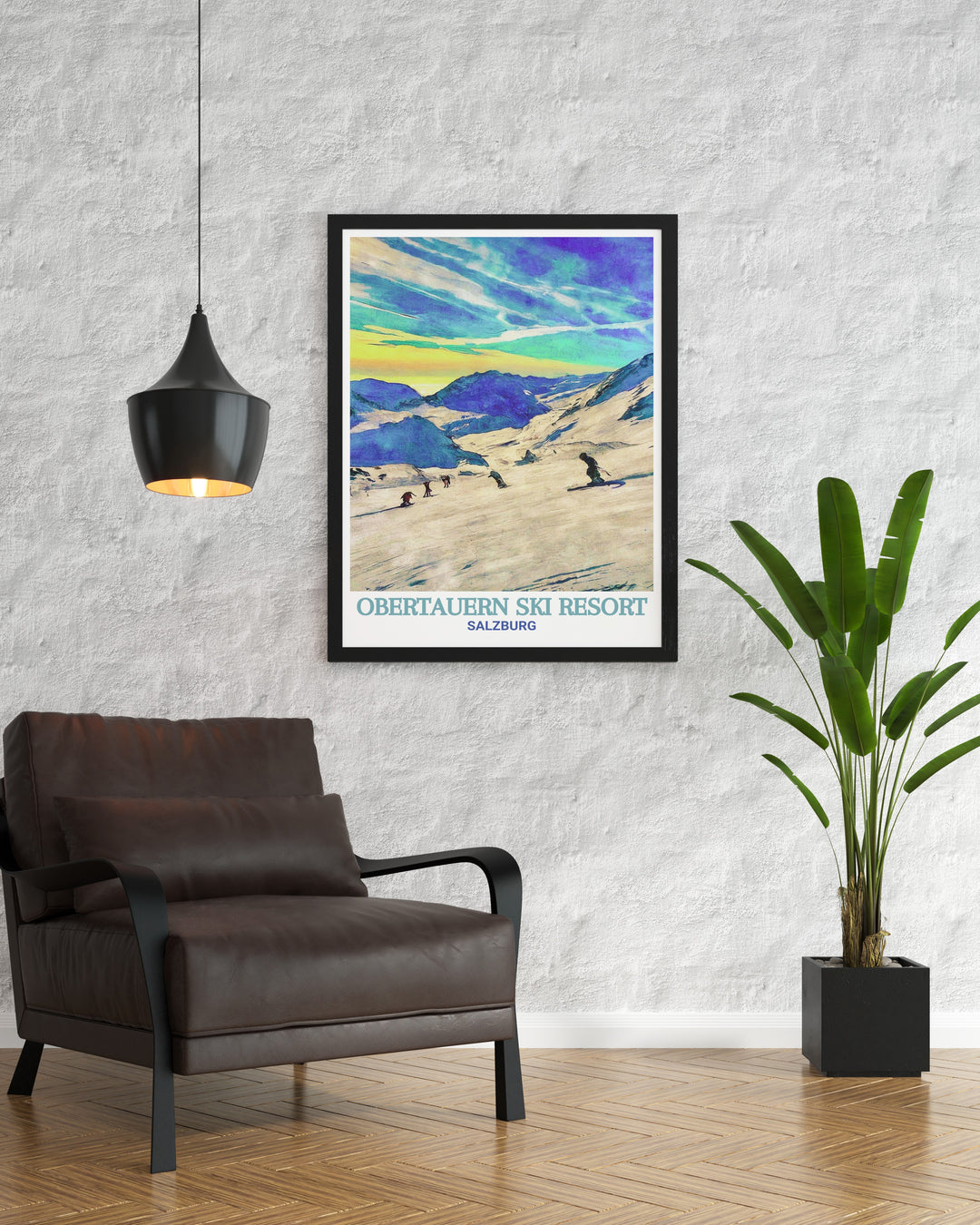 Bring the iconic Obertauern Ski Resort into your home with this vintage style poster that captures its exhilarating slopes and the beauty of Salzburg. Perfect for ski enthusiasts or those inspired by the Austrian Alps.