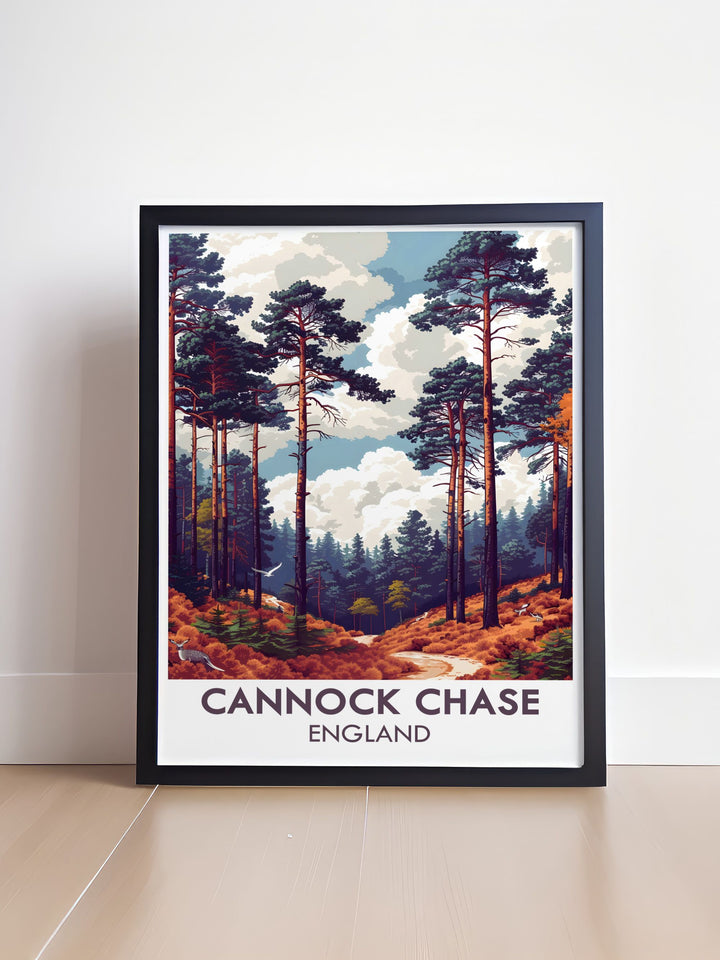 The Chase prints are ideal for transforming your living space. Featuring the picturesque landscapes of Cannock Chase, this artwork brings the beauty of British nature indoors. Perfect for nature lovers and those who appreciate the English countryside.