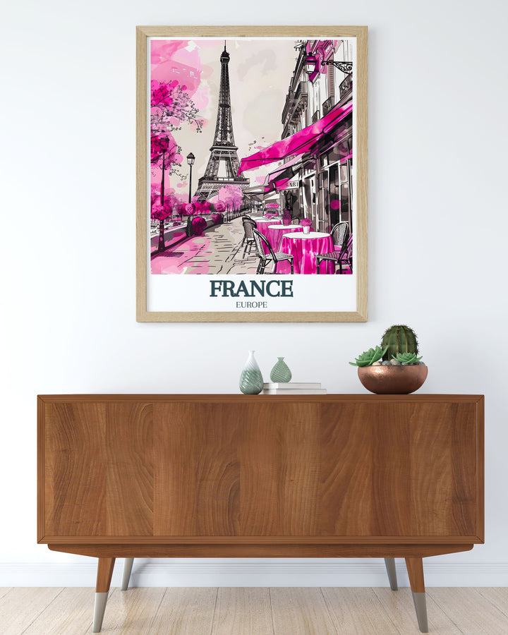 France wall art with Eiffel Tower and Parisian scenes in stunning modern style perfect for enhancing your living room or any wall space