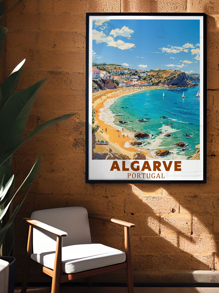 Highlighting the serene Lagos and the Algarve coast, this poster showcases Portugals breathtaking coastal beauty, making it a perfect addition for those who appreciate scenic travel art.