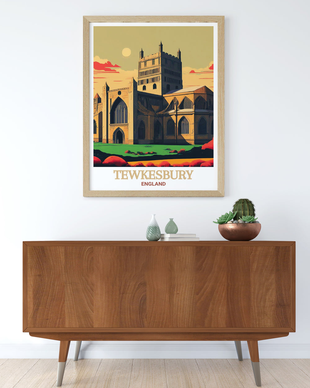 Beautiful Tewkesbury Abbey wall art featuring the iconic structure of Tewkesbury Abbey in a classic design perfect for enhancing home decor with a touch of historical charm and elegance