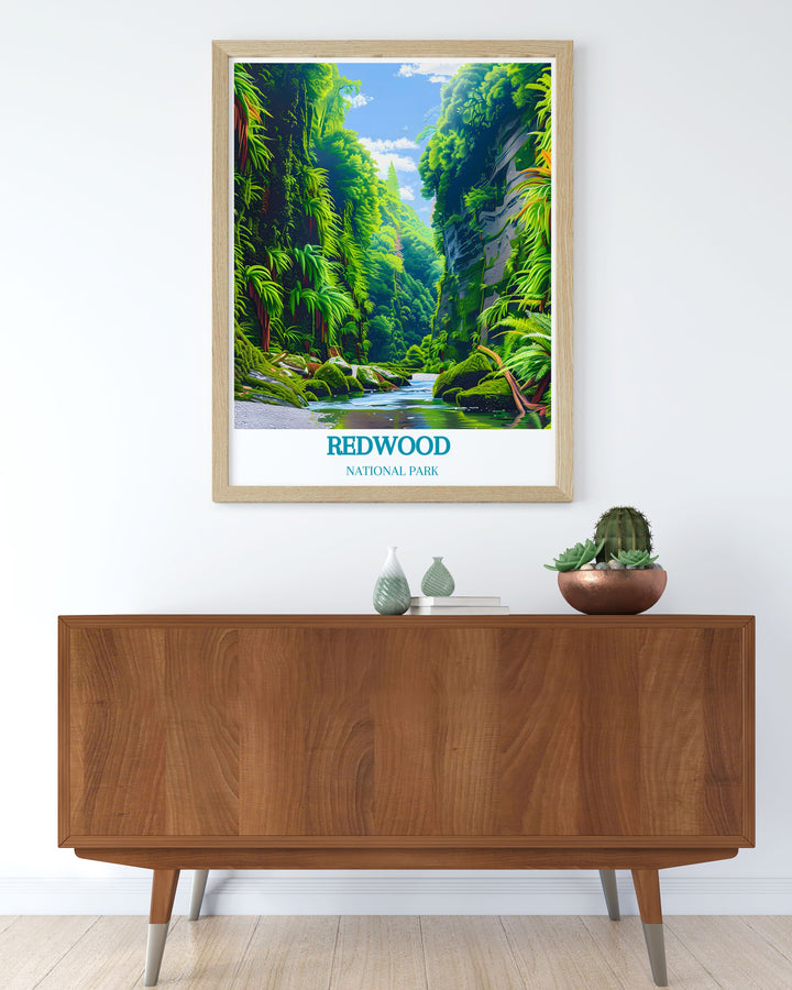 Fern Canyon wall art offering a glimpse into the enchanting landscapes of California with vibrant colors and detailed textures ideal for any room