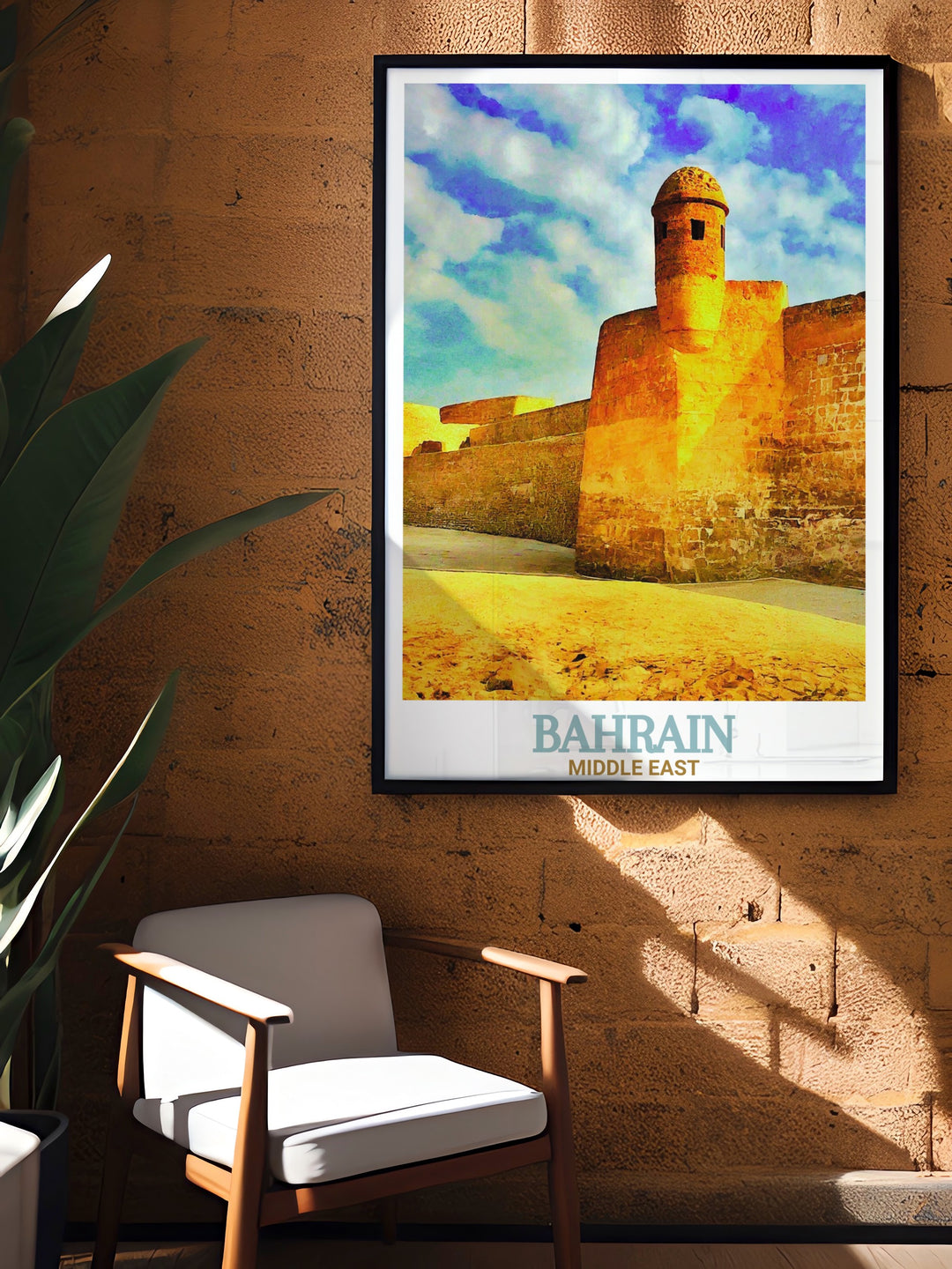 Bahrain Artwork showcasing the majestic Bahrain Fort an ideal piece for wall decor or a thoughtful gift for those who appreciate Middle Eastern art and history.