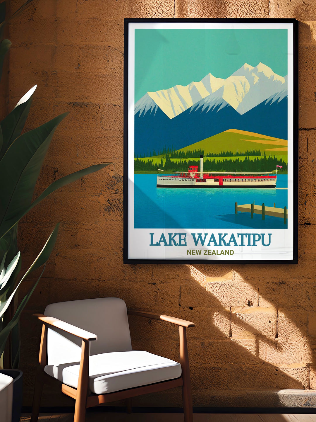 Showcasing Lake Wakatipu and the towering peaks of The Remarkables, this New Zealand travel print is the perfect addition to any nature lovers wall art collection. Its calming depiction of the lake and rugged mountains makes it a perfect gift or décor piece.