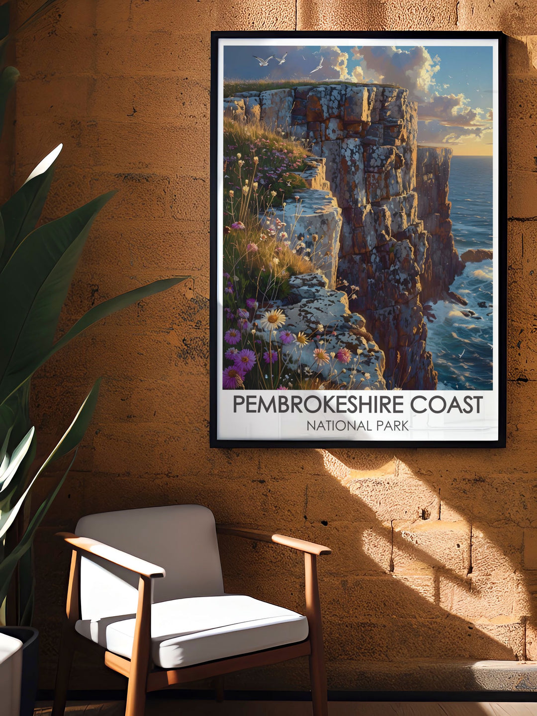 National Park Wales print featuring St. Davids Head with detailed artwork capturing the natural beauty of the Pembrokeshire Coast perfect for home decor enthusiasts and those who appreciate the stunning landscapes of Wales.