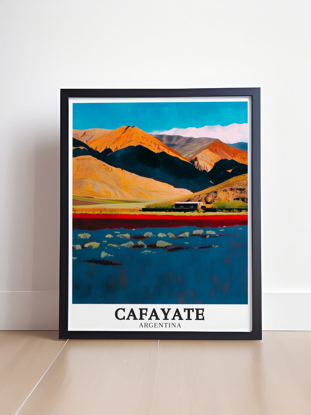 Cafayate Travel Poster offers a vivid depiction of Argentinas famous Cafayate Valley, showcasing the vineyards and red rock cliffs that make the region so unique. This travel poster is the perfect addition to any collection of South American art.