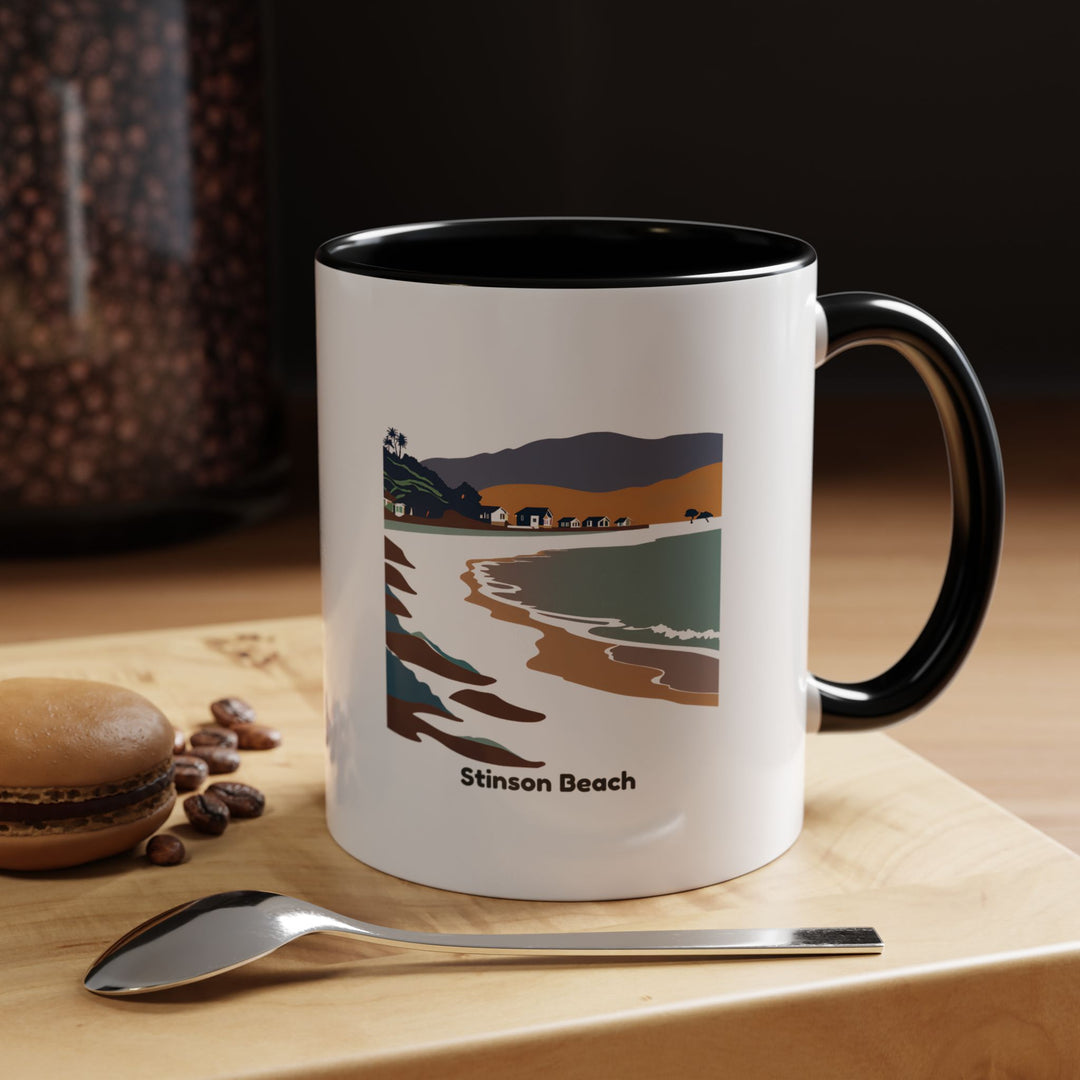 The Stinson Beach Mug features intricate artwork inspired by the scenic coastline. Dishwasher-safe and microwave safe, it offers both practicality and artistic value, making it a perfect souvenir or daily-use mug.