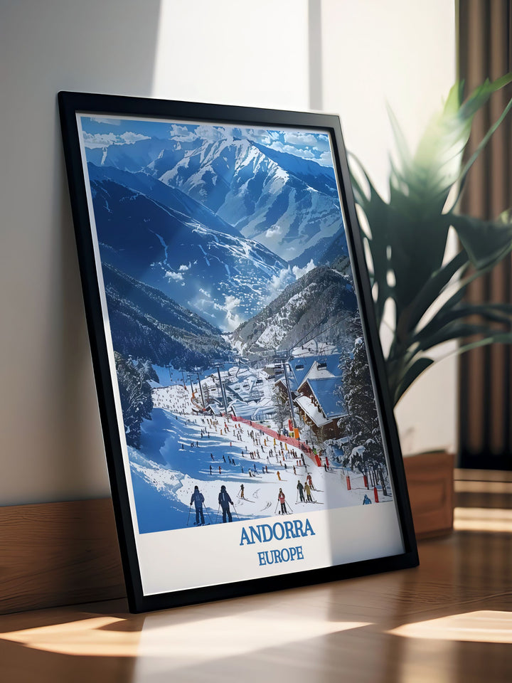Artistic representation of Vallnord Ski Resort, highlighting the excitement and beauty of skiing in Andorra.