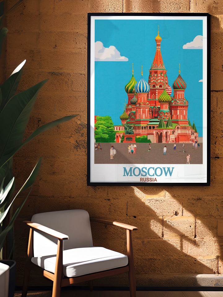 Detailed Red Square, Kremlin poster in vibrant colors and intricate design ideal for Moscow enthusiasts looking to enhance their home decor with a piece of Russias rich architectural heritage.