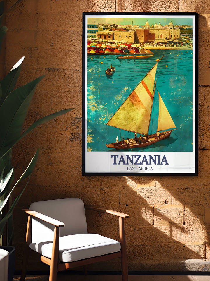 Our Tanzania travel print features the iconic Old Town in Zanzibar, bringing together the rich cultural and architectural history of Tanzania. The detailed artwork is perfect for anyone who appreciates African heritage and wants to add a unique touch to their home decor.