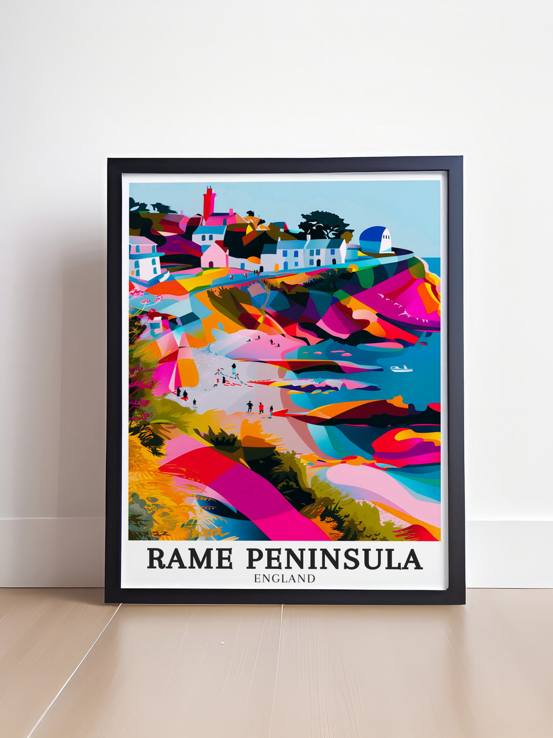 This captivating Cornwall poster print features the peaceful scenery of Cawsand beach Kingsand in the Rame Peninsula A perfect gift for Cornwall lovers or a stylish addition to any room this artwork brings the charm of Cornish coastal life to your walls.