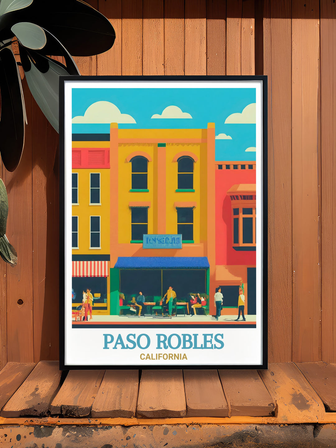 This Paso Robles travel print highlights the picturesque Downtown Paso Robles, showcasing the beauty and culture of Californias Central Coast. Perfect as a gift or for your own home, this artwork brings a piece of California into any room.