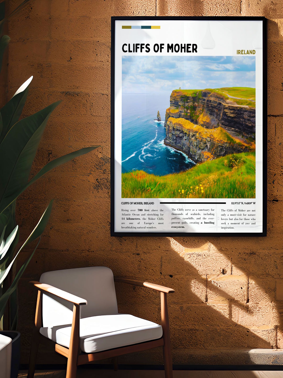 Moher Cliffs Home art print capturing the awe inspiring scenery of the Cliffs of Moher ideal for home or office decor making a unique and memorable gift for nature lovers