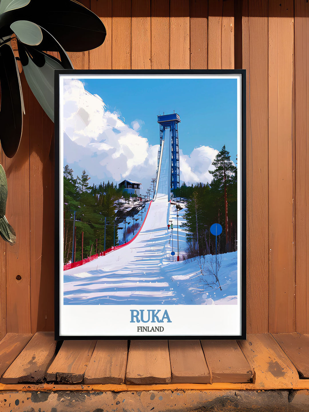 Celebrate the sport of ski jumping with Ruka Ski Jump Elegant Home Decor featuring vibrant prints of Ruka Finland and Levi Lapland Finland designed to enhance your living room