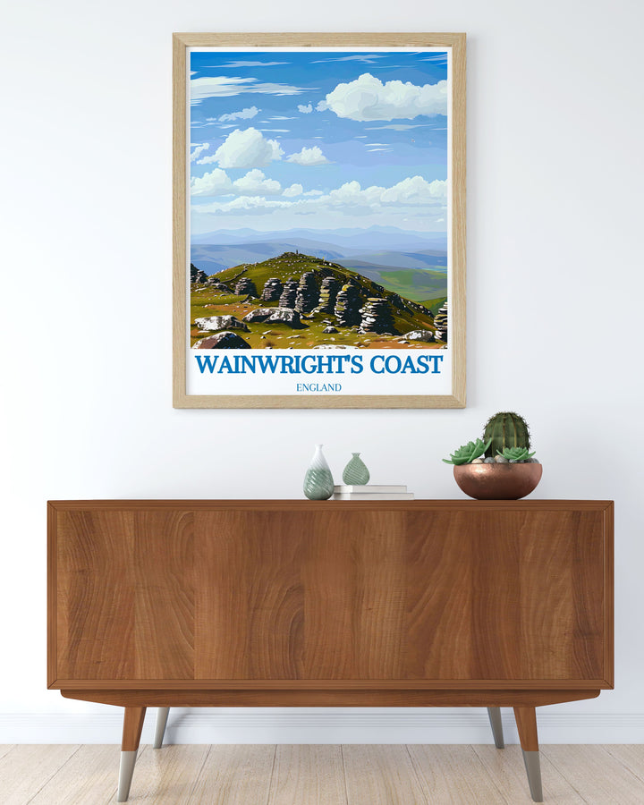 Experience the beauty of the UKs Coast to Coast hike with art featuring Nine Standards Rigg and Wainwrights Coast Print perfect for those who love National Trail Art and are looking for the perfect wall decor to remind them of their hiking adventures