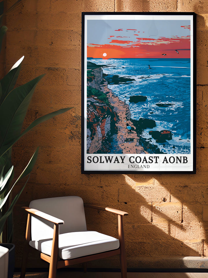 Solway Coast AONB Art Prints. Featuring stunning views of the Solway Coast AONB, Rockliffe Bay, and the English Lake District, these prints bring the beauty of Cumbria into your home. Perfect for enhancing your wall decor with natural landscapes.