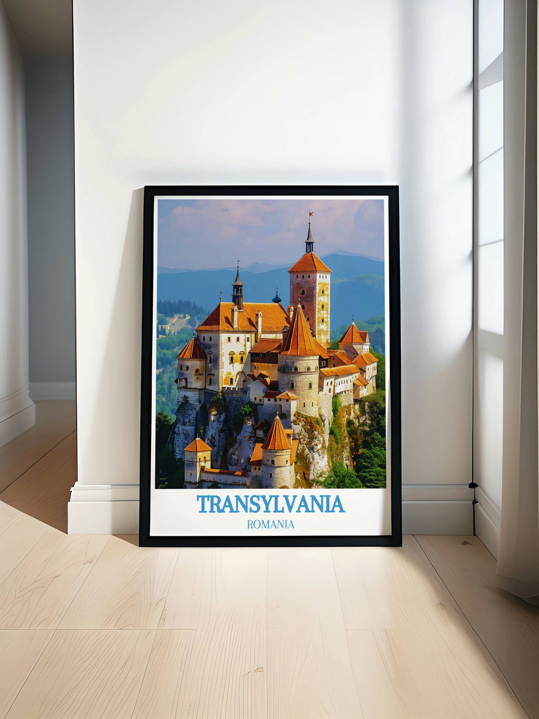 Transylvania fine art prints showcasing the intricate details and vivid colors of Bran Castle, capturing the castles imposing structure and picturesque surroundings, perfect for adding a touch of history and gothic allure to your art collection.