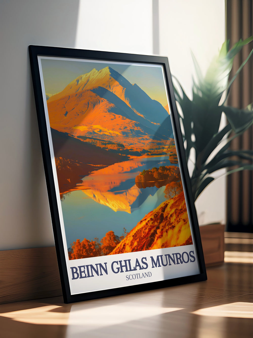 Framed print of Beinn Ghlas and Ben Lawers Munros with Loch Tay displaying the stunning landscapes of the Scottish Highlands. Ideal for those who appreciate the rugged beauty and timeless allure of Scotlands mountains.