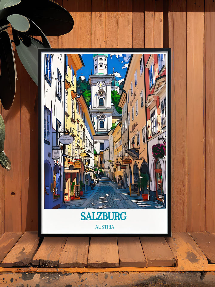 Ski Resort Poster featuring Zauchensee Skiing and Salzburgs Old Town Altstadt perfect for those who love winter sports and European history a beautiful piece for any room