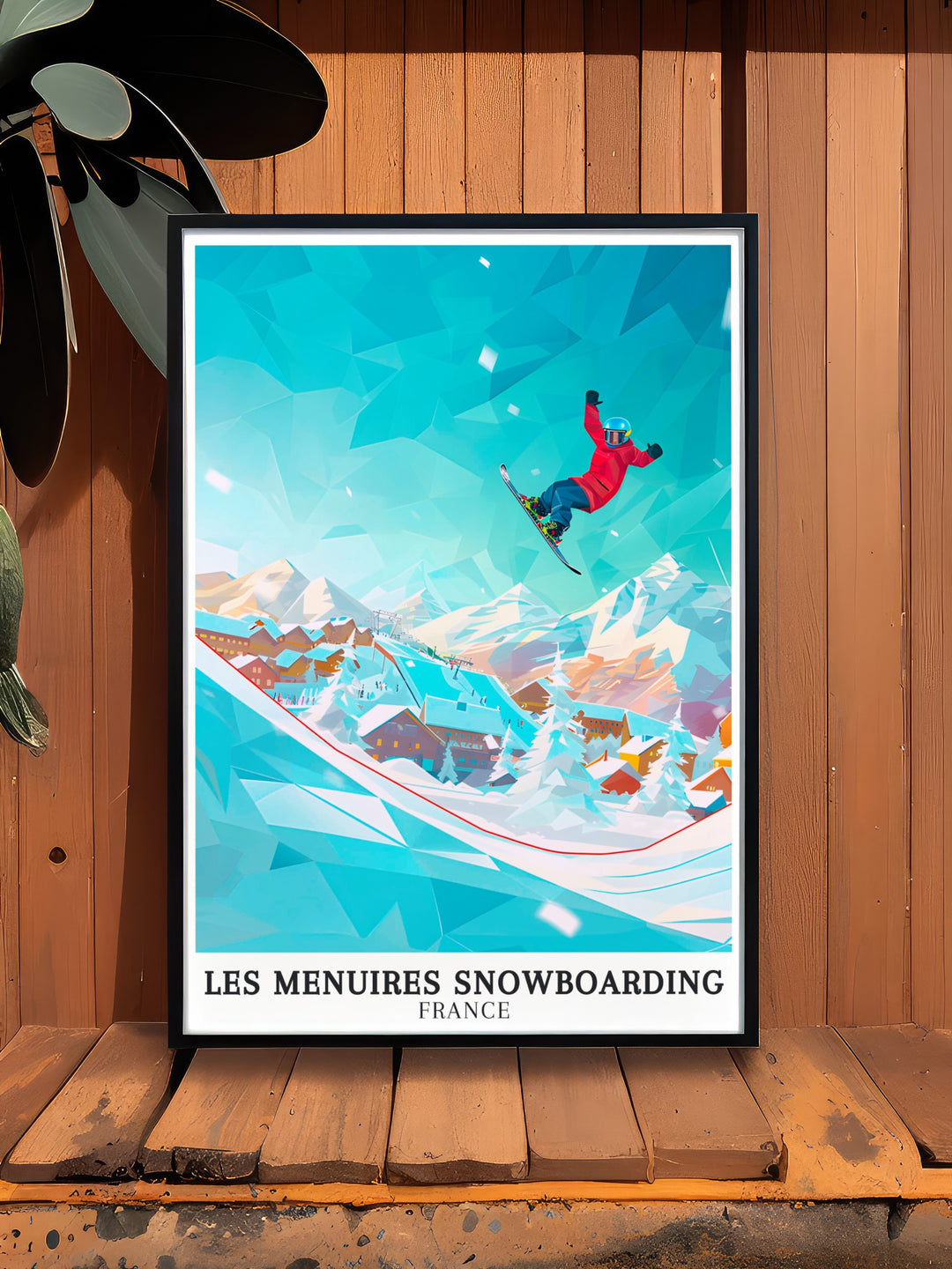 Les Menuires BK Park Wall Art brings the excitement of snowboarding and skiing to life with vibrant imagery of the French Alps perfect for snow sports fans looking to add modern alpine art to their home