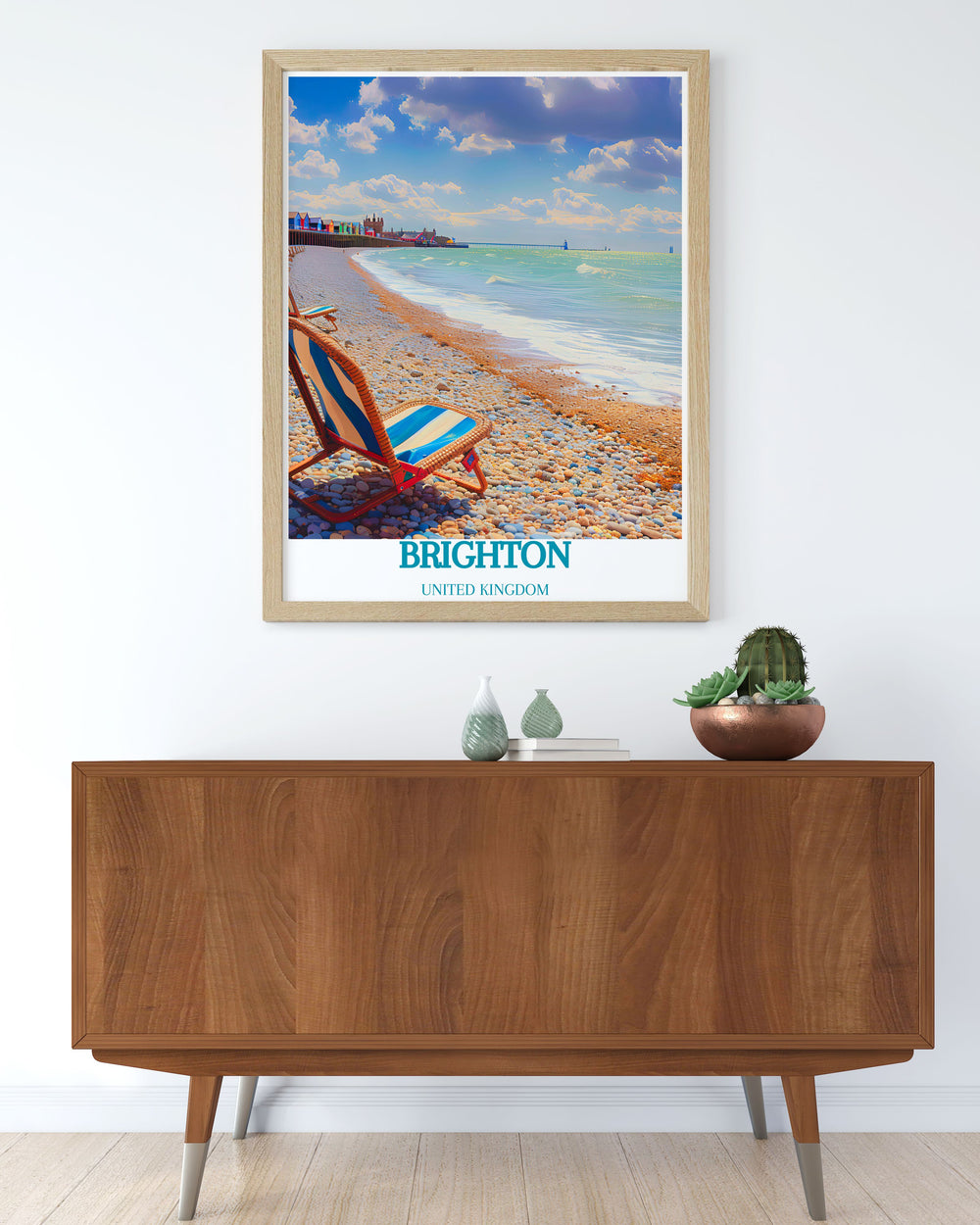 Capture the beauty of Brighton Beach and the South Downs with our retro travel print collection perfect for modern decor enthusiasts and art lovers