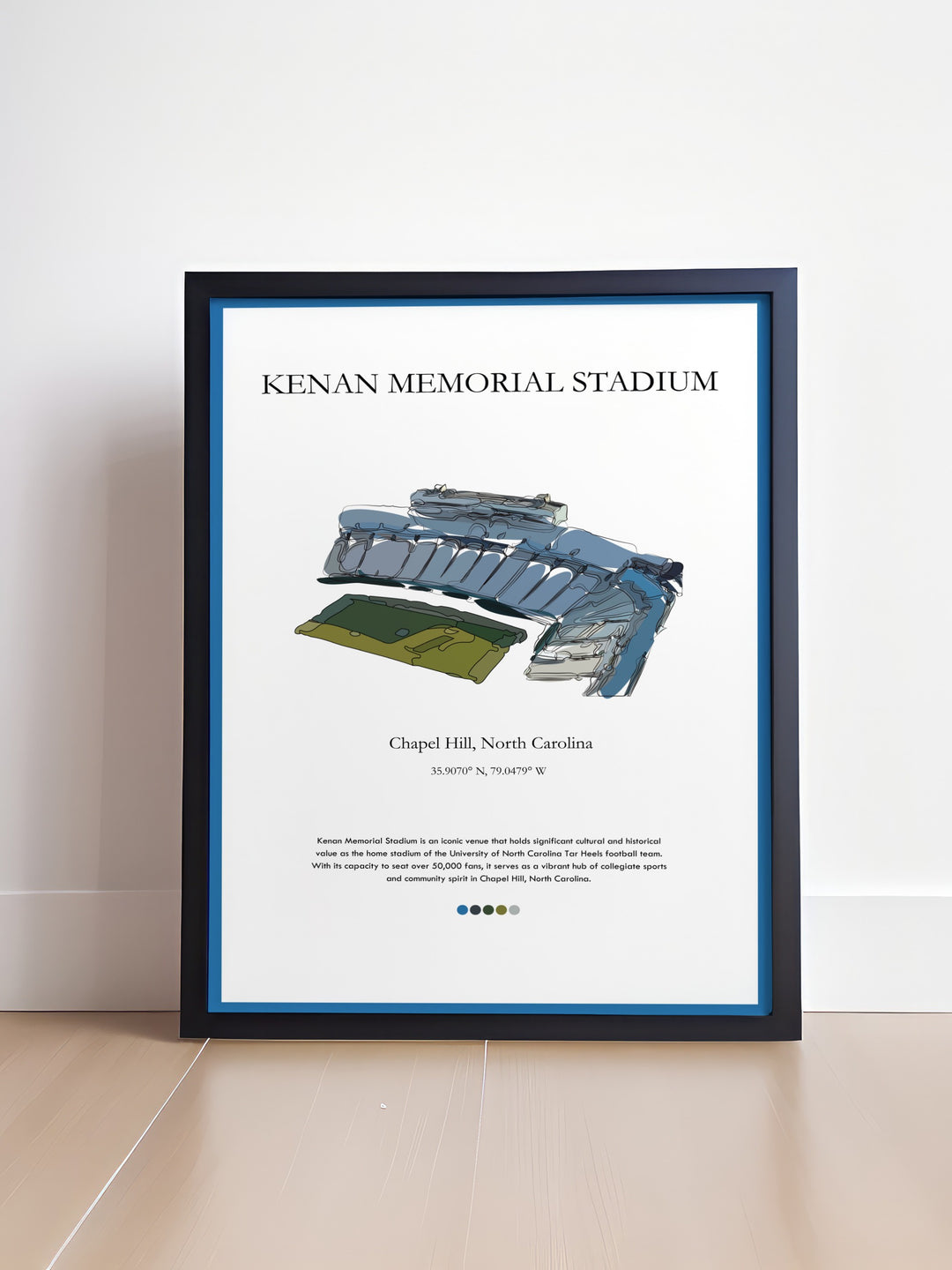 Add a touch of Chapel Hill to your space with Kenan Memorial Stadium wall art. This UNC football print brings the excitement of game day into your home making it ideal for UNC fans looking to display their team pride in their living rooms or offices.