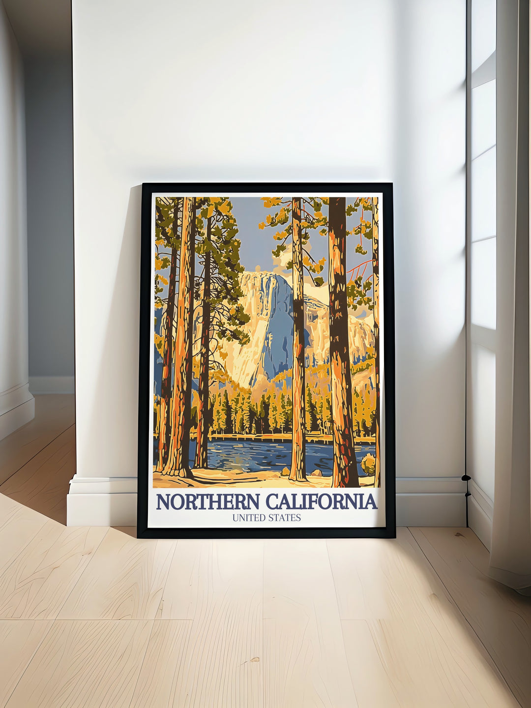 The Yosemite Travel Print celebrates the parks iconic landmarks, from its breathtaking cliffs to its ancient sequoias. This print is perfect for anyone looking to add a piece of Yosemites grandeur to their home or office decor.