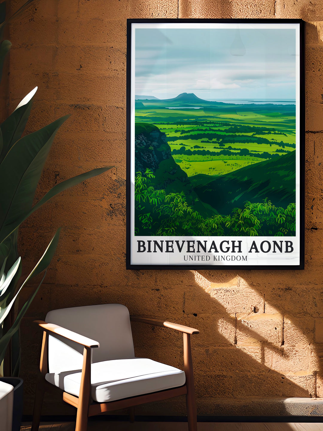 National Park poster featuring Binevenagh Mountain Walk Limavady a beautiful representation of Binevenagh AONB and the expansive Antrim Plateau this print is perfect for adding a touch of nature and Irish landscapes to any room