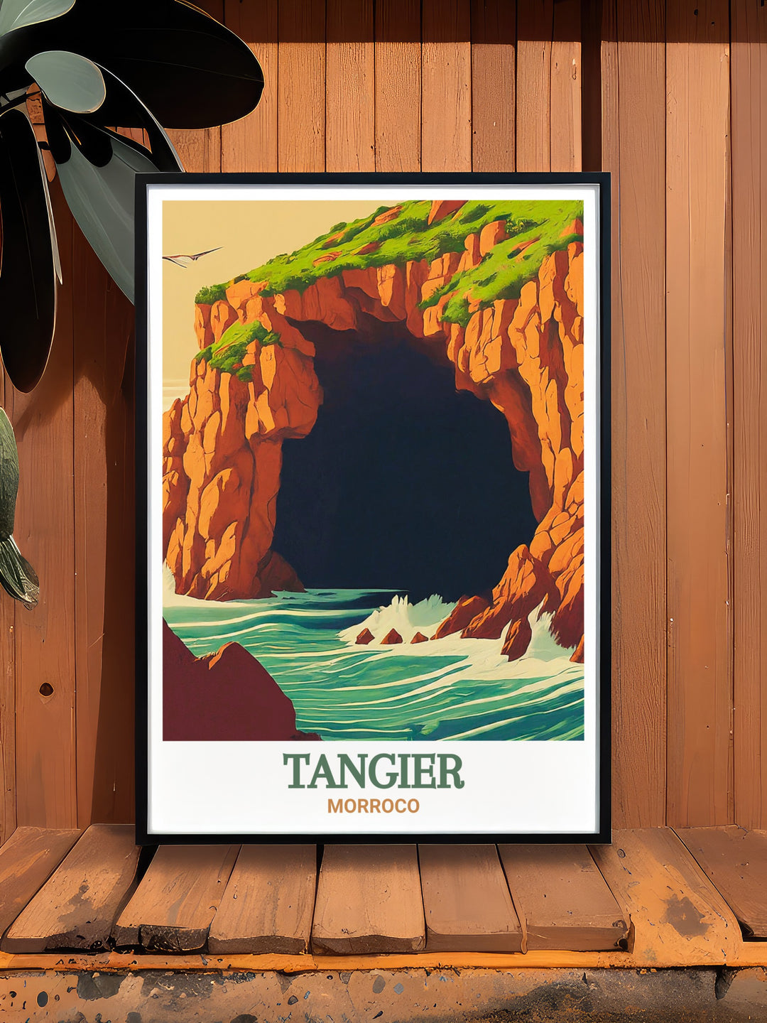 Hercules Caves in Tangier, Morocco, are depicted in this stunning travel print. The intricate details and unique cave formation make this artwork a must have for anyone who enjoys travel inspired décor.