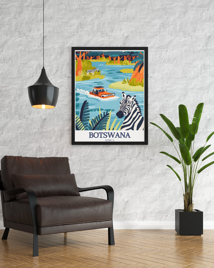 Explore Okavango Delta and Chobe National Park with captivating Botswana photography. These Botswana pictures and art prints are perfect for adding a touch of Africas natural wonders to any room, making them ideal for home decor and gifts.