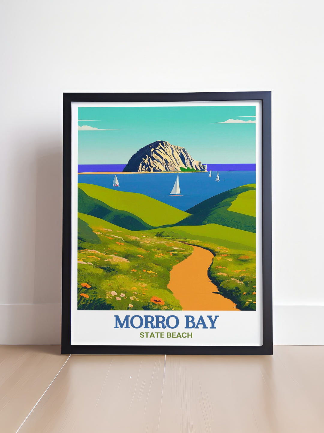 Add a touch of California charm to your home with this vibrant Morro Bay State Park poster featuring stunning views and exquisite detail