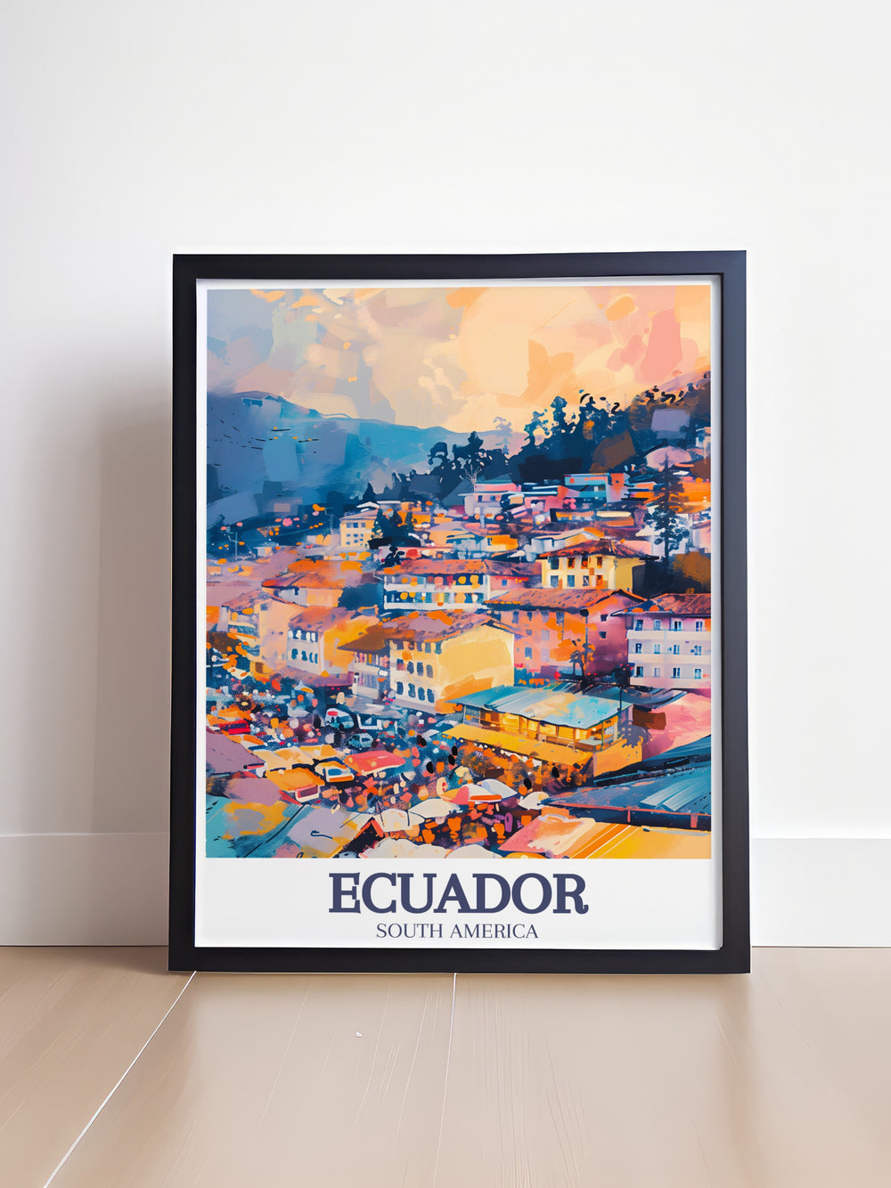 Bring the essence of Ecuador into your home with this Vintage Poster featuring Quito and Otavalo Market. Whether as a decor piece or a thoughtful gift, this artwork captures the iconic landmarks and vibrant market life of Ecuador in stunning detail.