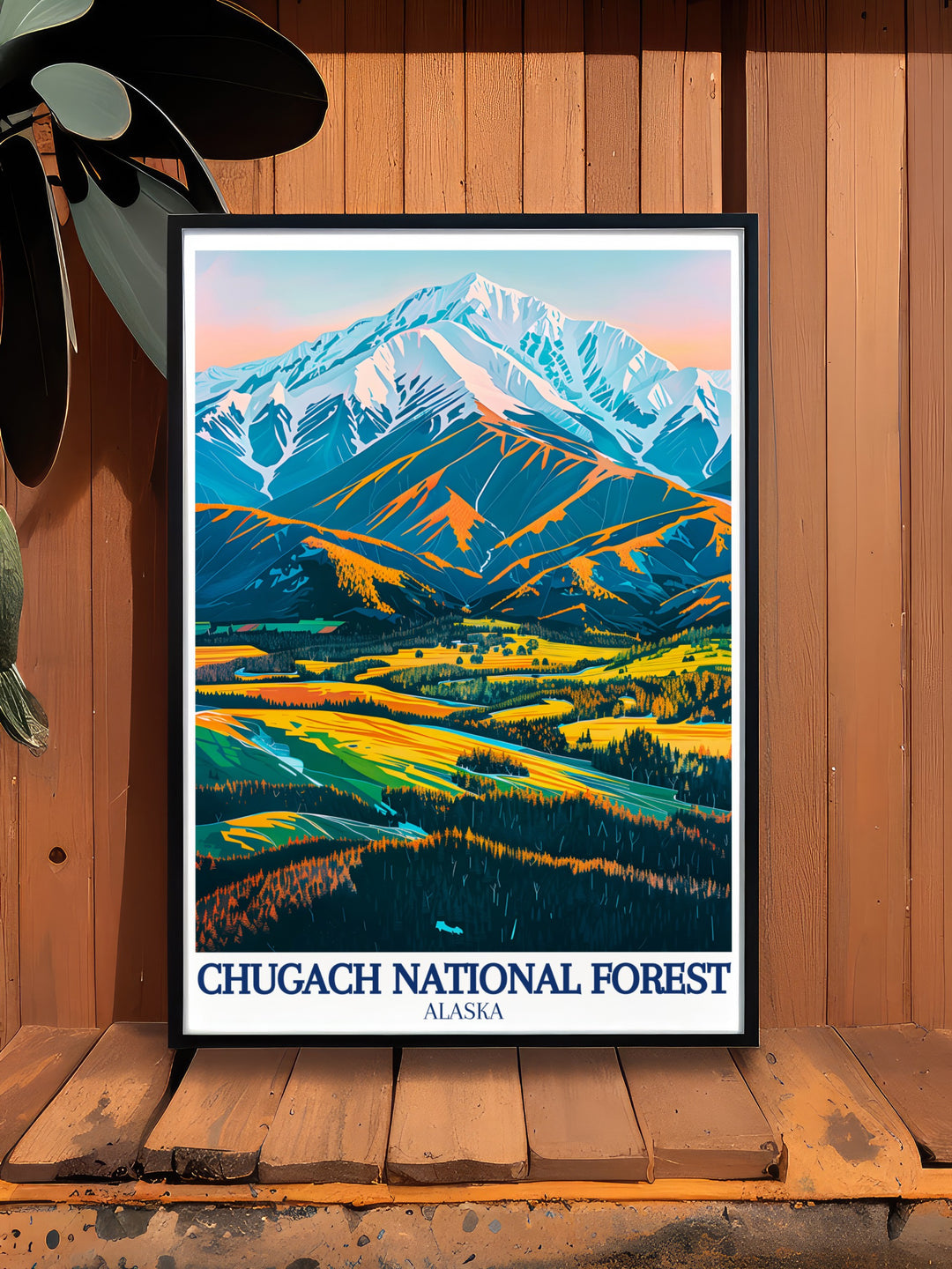 Featuring the serene Copper River Delta and Chugach Mountains, this travel print is a must have for anyone who loves Alaska. The posters vibrant colors and intricate details make it a stunning decor piece that brings Alaskas natural beauty into any space.