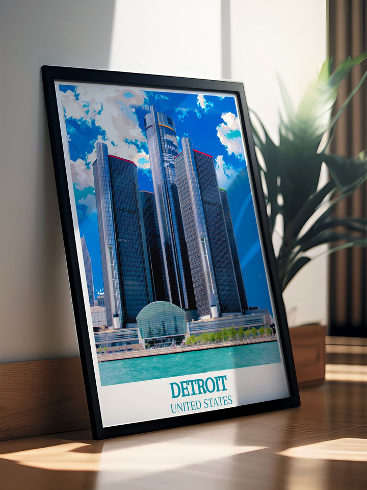 Framed art showcasing the majestic views of Detroit City, capturing the urban splendor and cultural richness of this iconic area.