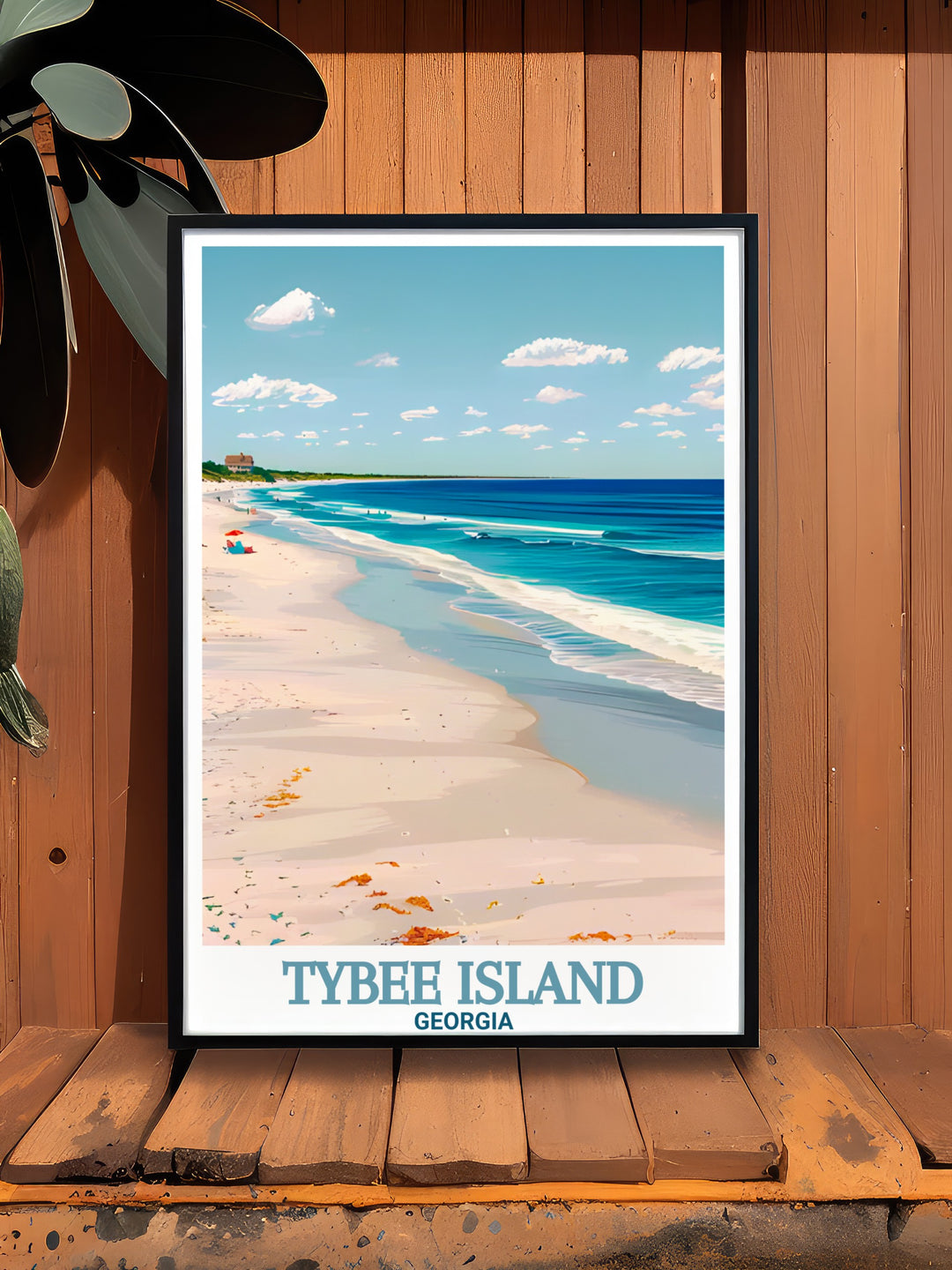 Tybee Island Travel Poster with a detailed depiction of Tybee Island Beach a must have for those who love travel art and want to bring the beauty of Tybee Island into their home.