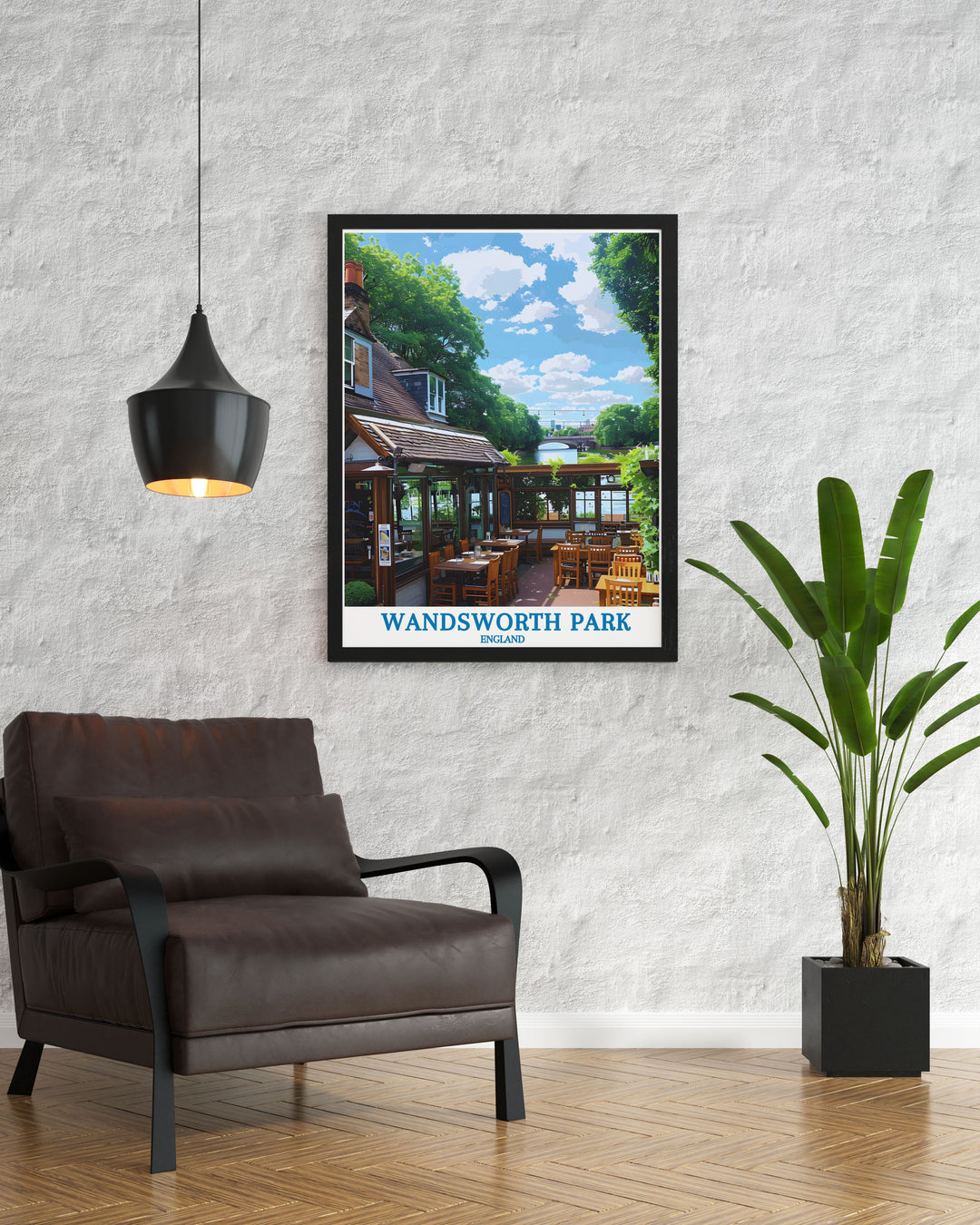 This fine art print captures the peaceful ambiance of Wandsworth Park, showcasing its wide open spaces and mature trees. Ideal for adding a touch of Londons natural beauty and historical depth to your home or office decor, it celebrates the parks role as a cherished green space for over a century, offering a serene retreat in the city.