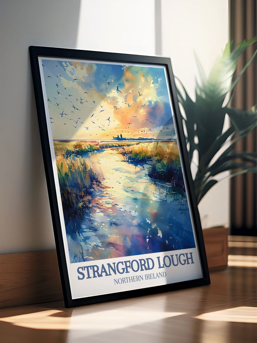 Northern Ireland Art print of Castle Ward and Strangford Lough Marine Nature Reserve highlights the serene landscapes and rich history of County Down making it a stunning addition to your home decor