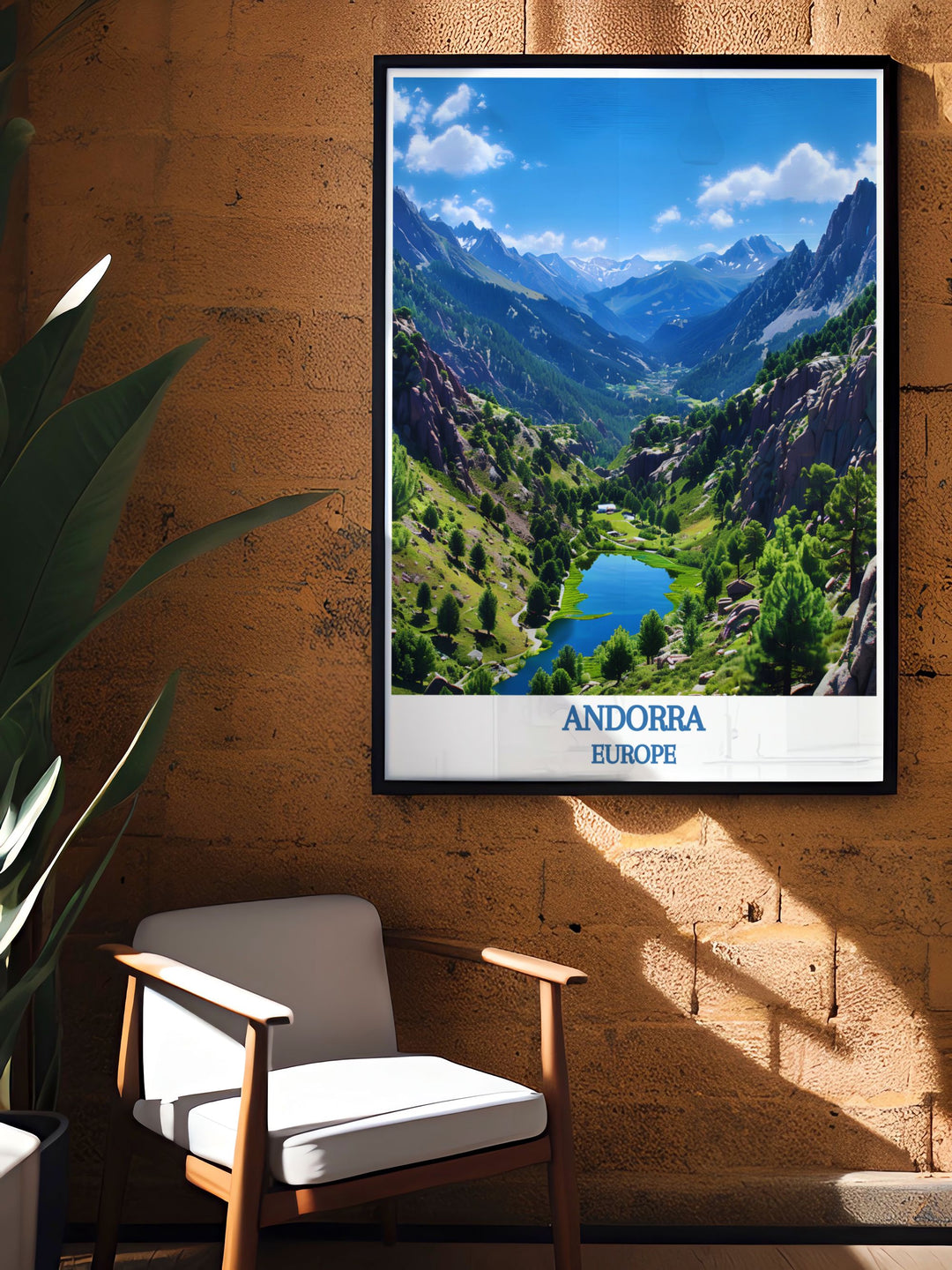 Andorra travel print illustrating the picturesque views and cultural richness of the Valley of Madriu Perafita Claror