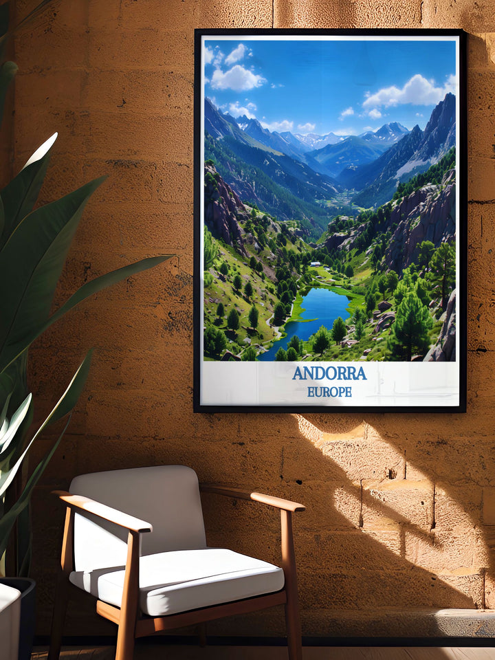 Andorra travel print illustrating the picturesque views and cultural richness of the Valley of Madriu Perafita Claror