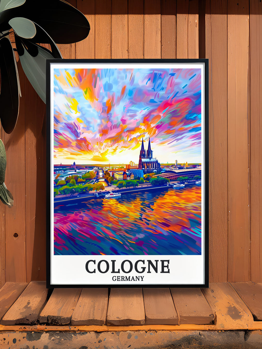 Add a touch of German elegance to your home with Cologne Cathedral and Rhine River modern art perfect for those who appreciate architecture and history Berlin travel posters and Germany wall art complement this piece for a refined and stylish decor