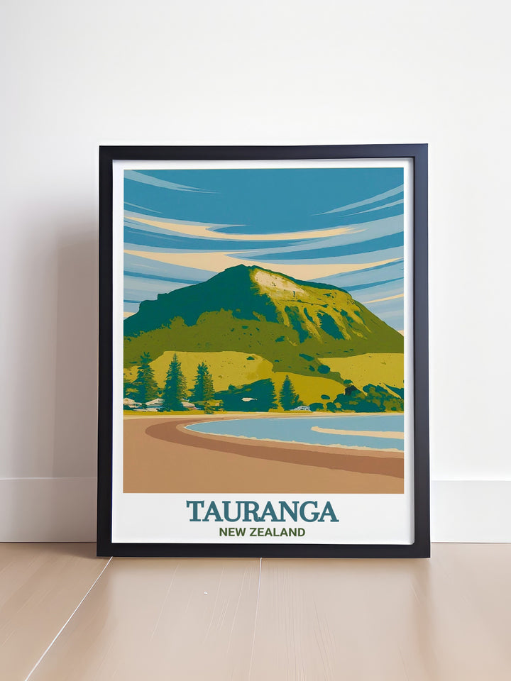 Stunning New Zealand wall art featuring Mount Maunganui ideal for those who appreciate Tauranga decor and want to add a touch of natural beauty to their space