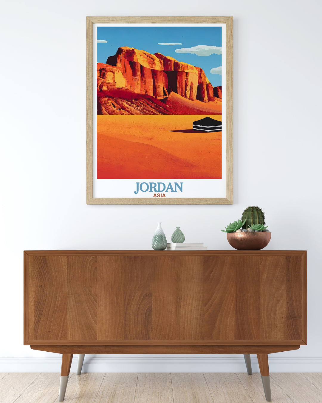 Celebrate the beauty of Jordan with this travel print featuring Wadi Rum and Amman. Perfect for gifting or personal collection, this canvas art brings the best of Jordans landscapes and cultural heritage into your living space.