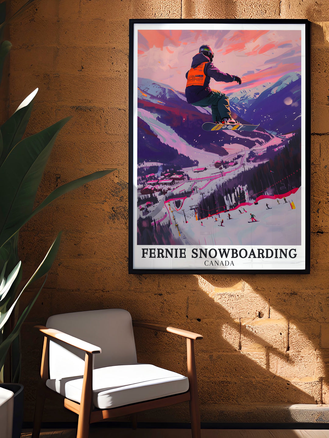 Lizard Range travel print showcasing the dramatic peaks and wintery landscapes surrounding Fernie Ski Resort. This vintage poster highlights the natural beauty of British Columbia and is ideal for adventure lovers.