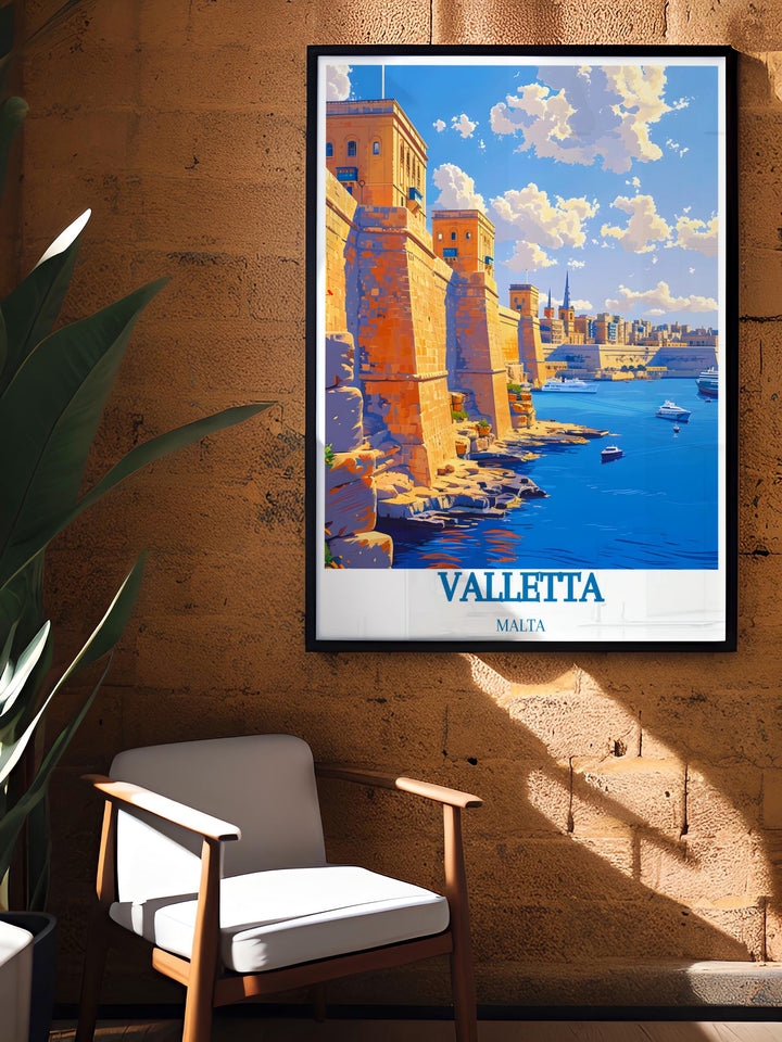 Experience the grandeur of Maltas iconic harbor with Grand Harbour in Valletta perfect wall decor a stunning Malta travel gift for anyone who loves the beauty of Valetta this piece offers a captivating portrayal of Maltas historic waterfront