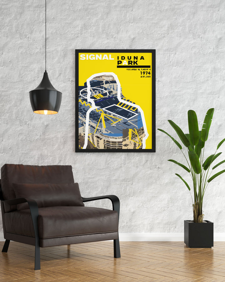 Discover the dynamic world of Borussia Dortmund with our Julian Brandt Poster featuring the talented player in action at Signal Iduna Park a must have piece for fans of Dortmund Football and those who appreciate quality art