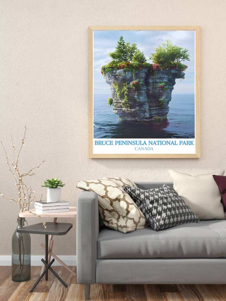 The Flowerpot Island Landscape Print brings the enchanting scenery of this unique location to life perfect for enhancing your living space with a touch of natural beauty and inspiring a sense of adventure