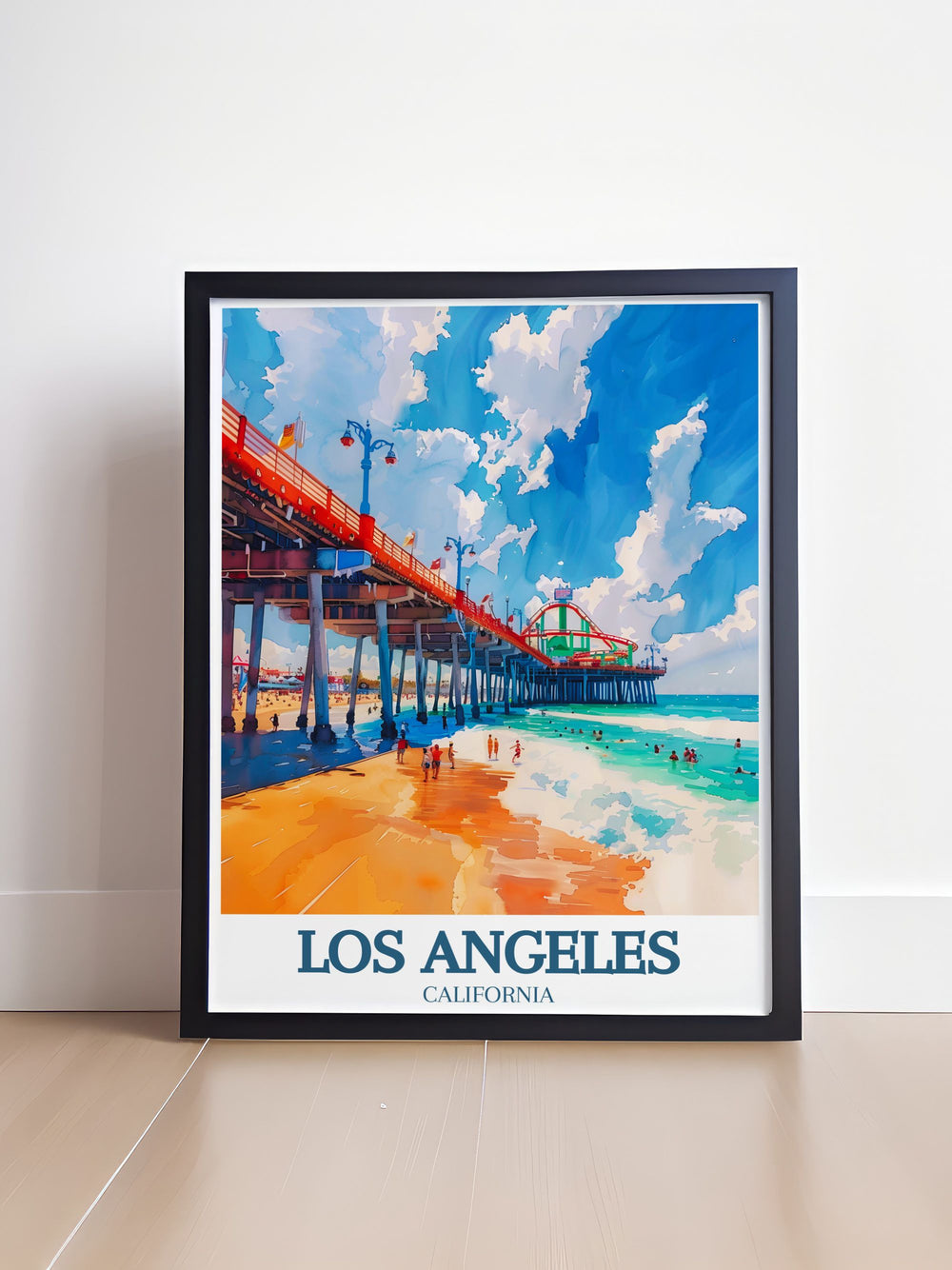 Experience the dynamic spirit of Los Angeles with this Santa Monica Pier Oceanfront Amusement Park poster a stunning piece of wall art that captures the iconic landmark and adds a splash of California cool to your home decor