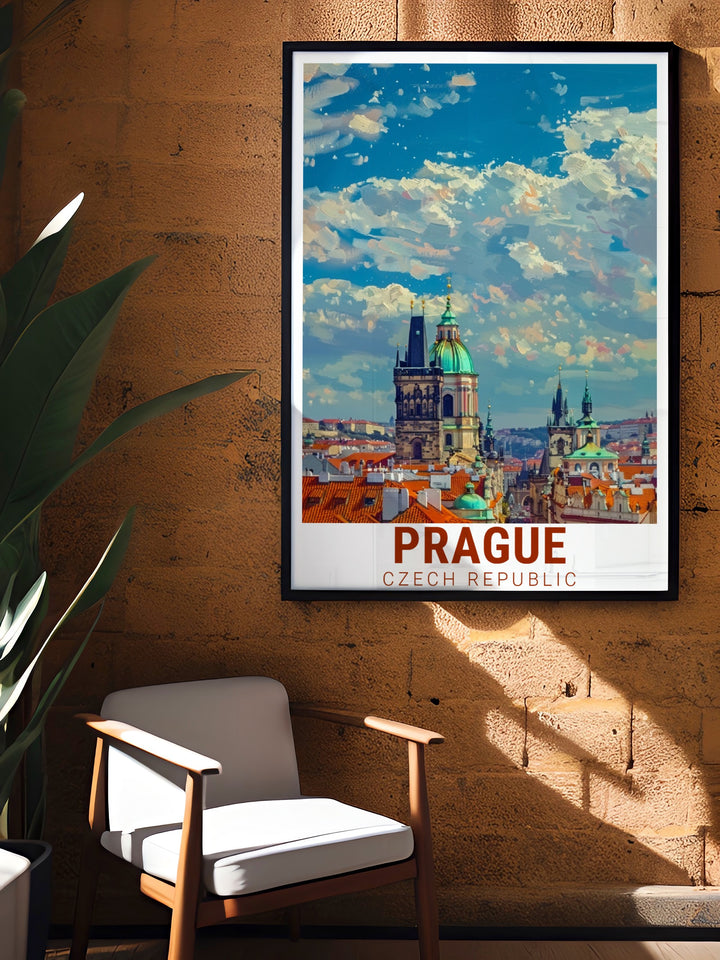 Prague painting featuring the historic Old Town Square ideal for adding a sophisticated and culturally rich element to your home decor perfect for art lovers and travelers who admire Gothic architecture and European landmarks