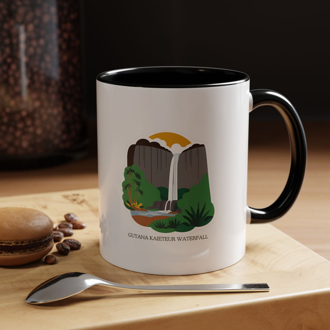 This Guyana Kaieteur Falls mug celebrates the natural beauty of Guyana’s landscape. Ideal for enjoying your favorite drinks, it features artwork of the stunning waterfall. Practical, durable, and microwave safe.