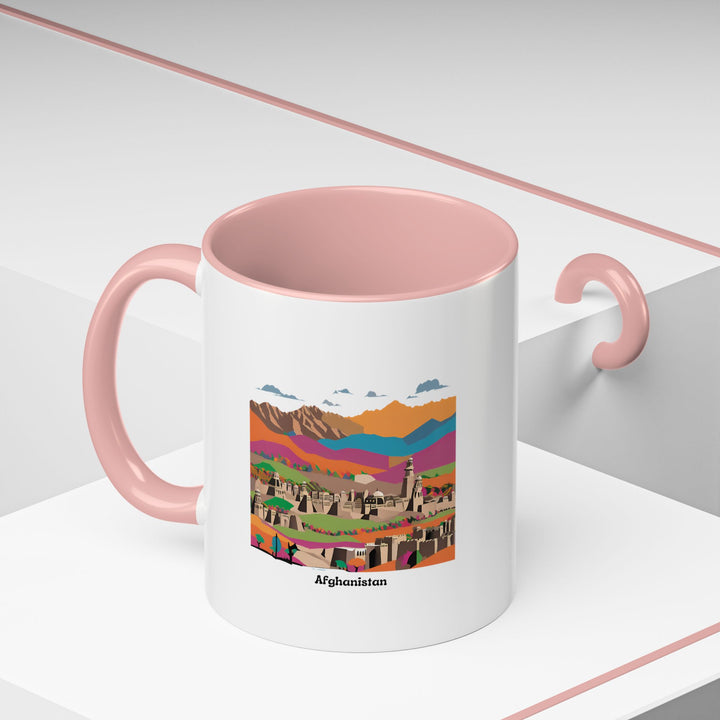 A detailed Afghanistan Mug with bold Afghan-inspired artwork celebrating the country’s heritage and beauty. Made from durable ceramic, this dishwasher-safe mug combines functionality and style, making it a perfect gift or addition to your personal collection.